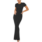 Women's Bodycon Maxi Dress Short Sleeve Round Neck