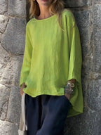 Sarah Express Women's Round Neck Relaxed Fit Blouse Plus Size