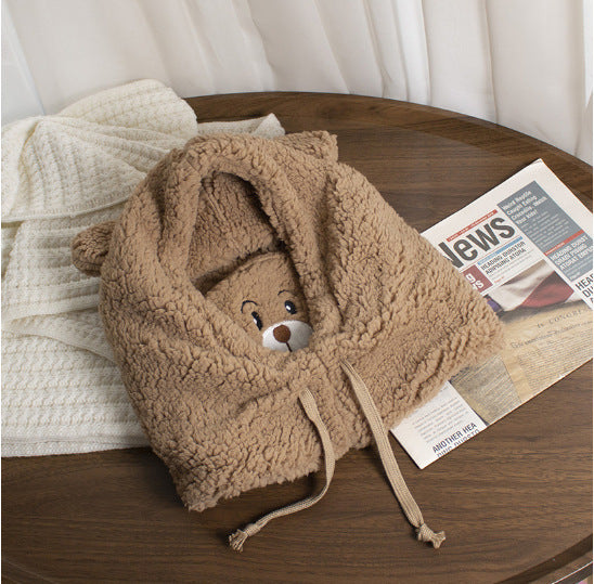 Fleece-Lined Winter Hat with Ear Protection and Neck Warmer