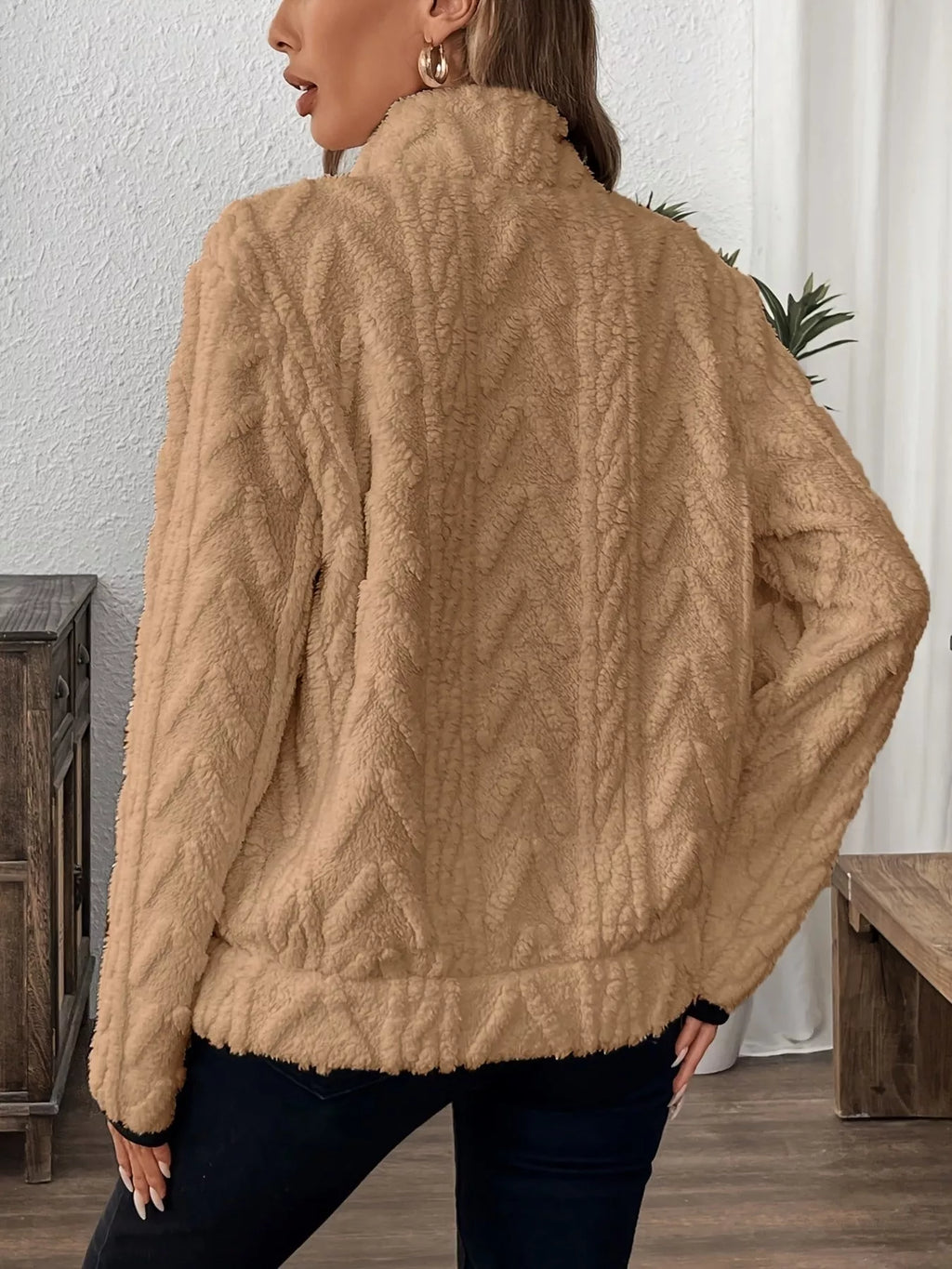 Sarah Express Women's Cozy Sherpa Half Zip Sweatshirt