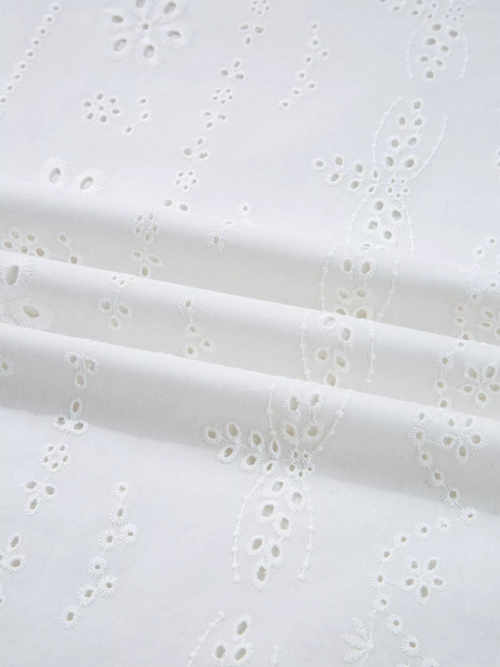 Sarah Express Women's Eyelet Embroidered Smocked Cuff Sheer Blouse