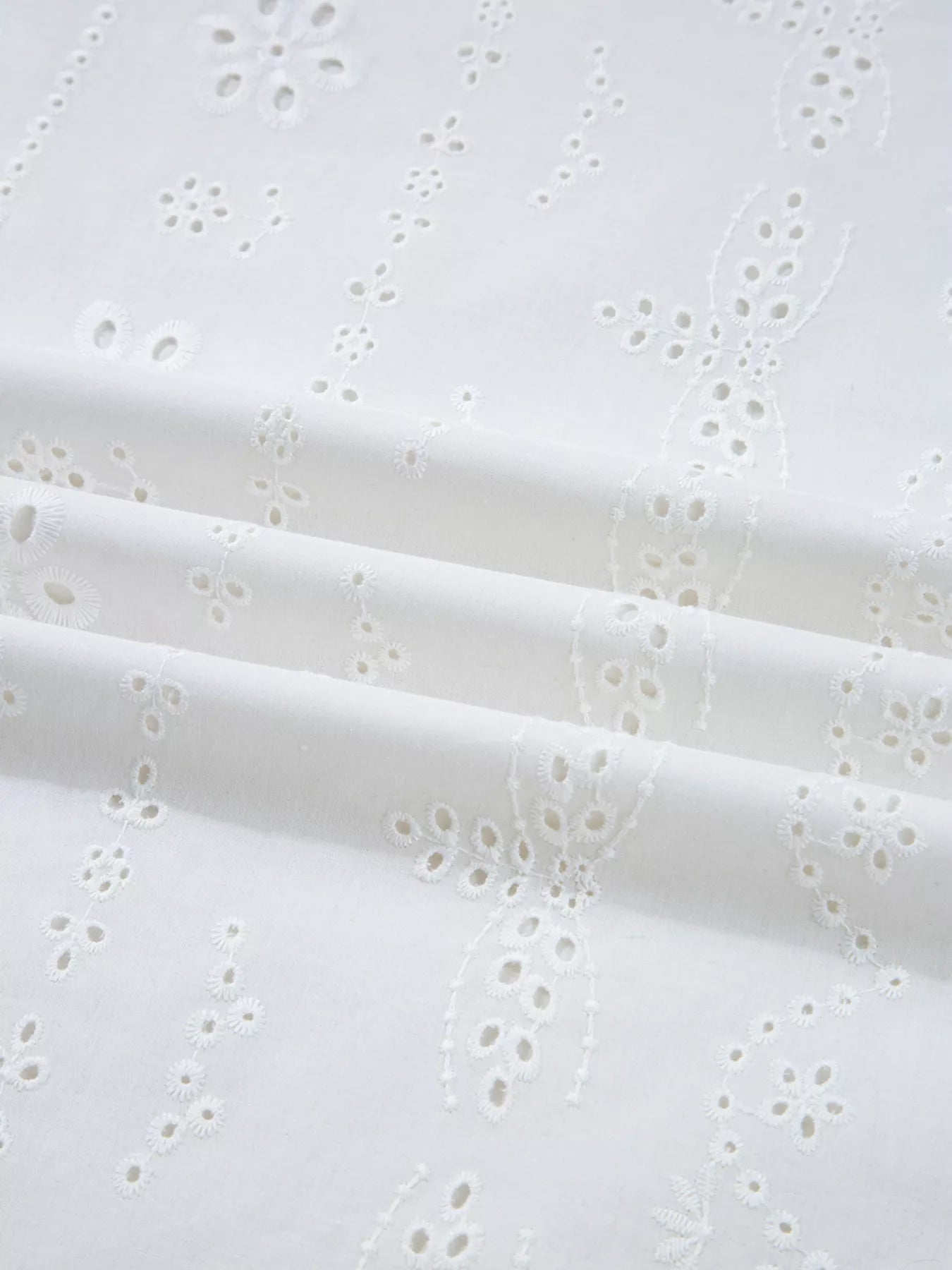 Sarah Express Women's Eyelet Embroidered Smocked Cuff Sheer Blouse