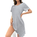 Women's Loose Fit Nightdress Sleepwear Short Sleeve Pullover
