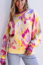 Sarah Express Women's Contrast Round Neck Long Sleeve Sweater