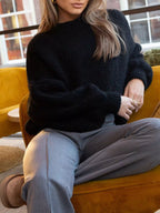 Sarah Express Women's Round Neck Dropped Shoulder Sweater