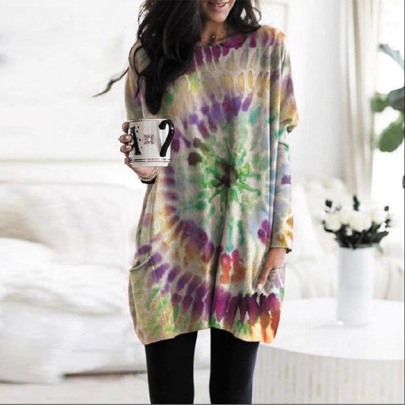 Women's Spiral Print Batwing Sleeve Long Sleeve Sweatshirt