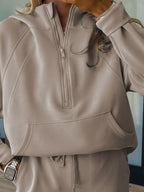 Sarah Express Women's Half Zip Long Sleeve Hoodie and Pants 2pcs Outfit