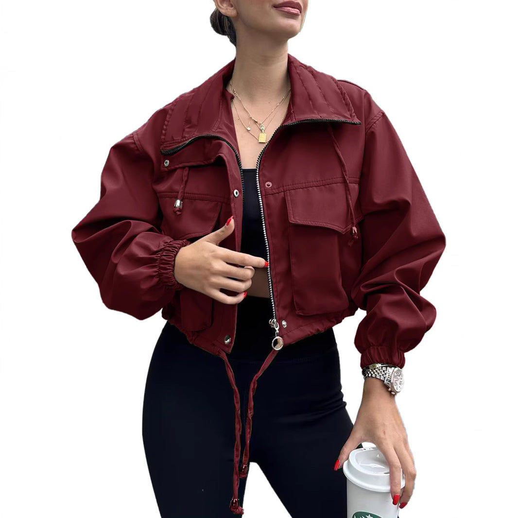 Women's Zipper Trench Coat Short Jacket