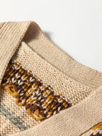 Sarah Express Women's Western Pattern Knitted Button V Neck Cardigan Sweater