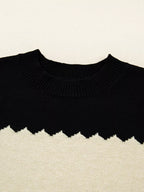 Sarah Express Women's Color Block Crew Neck Drop Shoulder Sweater