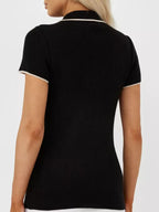 Sarah Express Women's Contrast Trim Button Detail Polo