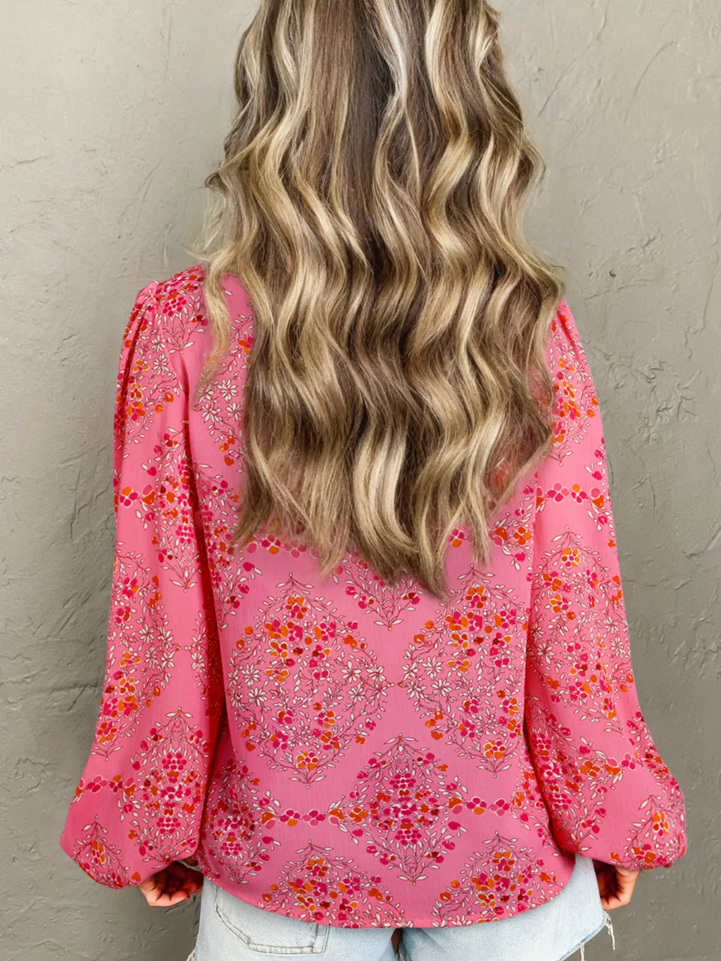 Sarah Express Women's Floral Print Lantern Sleeve Loose Shirt