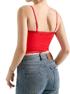 Sarah Express Women's Lace Trim Cami Top - Elegant Sleeveless Tank