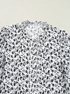 Sarah Express Women's Floral Button Down Long Sleeve Shirt - Ruffled Viscose Blouse