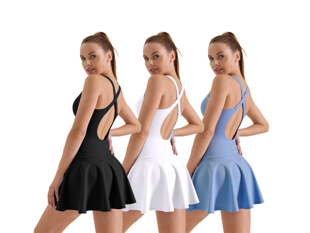 Women's High-Stretch Bodycon Mini Dress Anti-Ride-Up Athletic Sporty Summer Dress