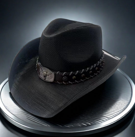 Western Cowboy Straw Hat Adjustable Star Embellished