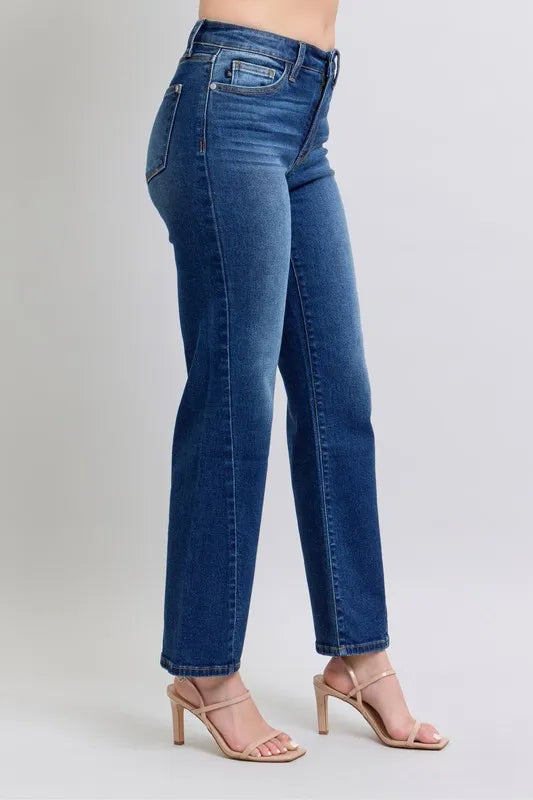  Full Size Side Seam Detail Straight Jeans with Pockets