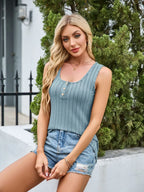 Sarah Express Women's Scoop Neck Wide Strap Tank Top - Basic Stretch Camisole