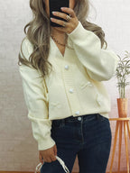 Sarah Express Women's Flower Heart Button Long Sleeve Cardigan