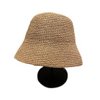 Women's Straw Beach Hat Sun Protection Bucket Hat Breathable Dome Crown Summer Accessory