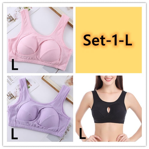 Women's Plus Size Wireless Cotton Comfort Bra Removable Padding