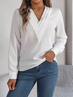 Sarah Express Women's Layered V-Neck Long Sleeve Blouse