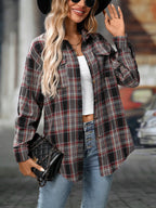 Sarah Express Women's Oversized Plaid Button-Up Shirt