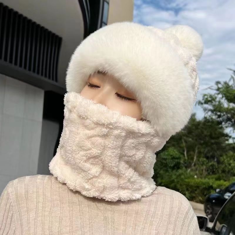 Fleece-Lined Winter Hat with Ear Protection and Neck Warmer