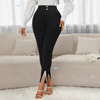 Women's Elegant Slim Fit Chenille Pants High Waist Work Commuter Trousers