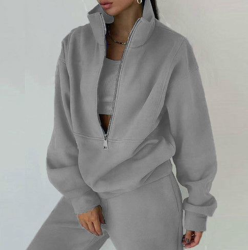 Fleece Sports Casual Three Piece Set Athleisure