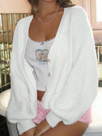 Sarah Express Women's Ribbed Knit Open Front Cardigan with Cozy Oversized Fit