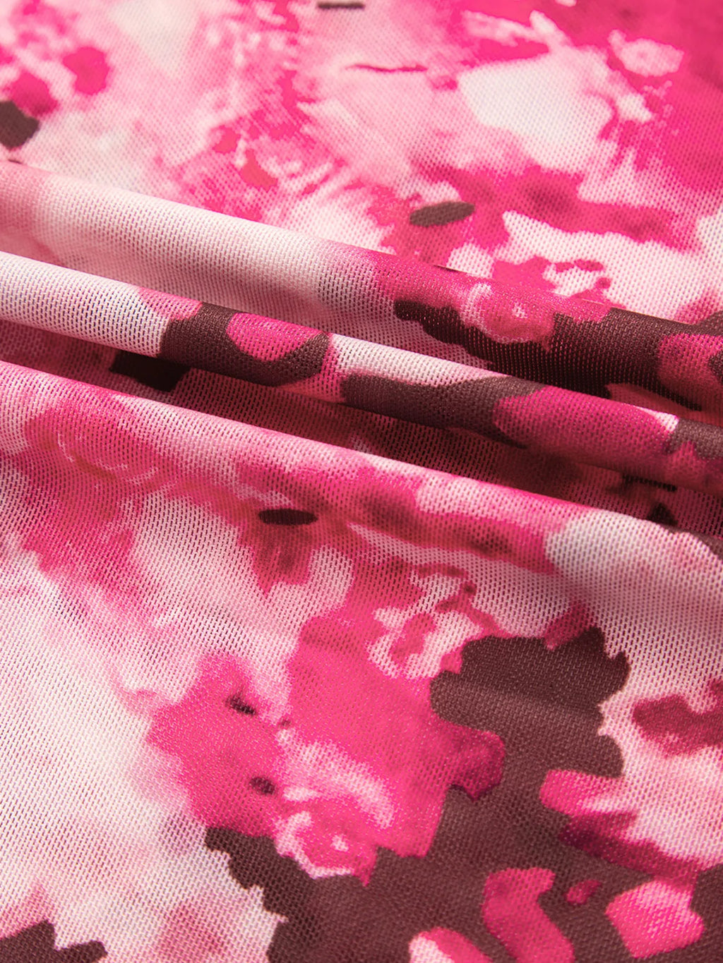 Sarah Express Women's Floral Mesh Flounce Sleeve Mock Neck Blouse