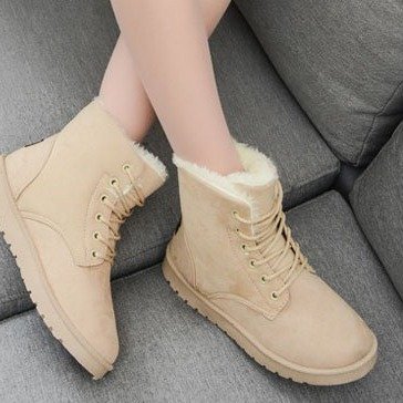Sarah Express Women's Suede Ankle Snow Boots | Warm Plush Insole Winter Heels