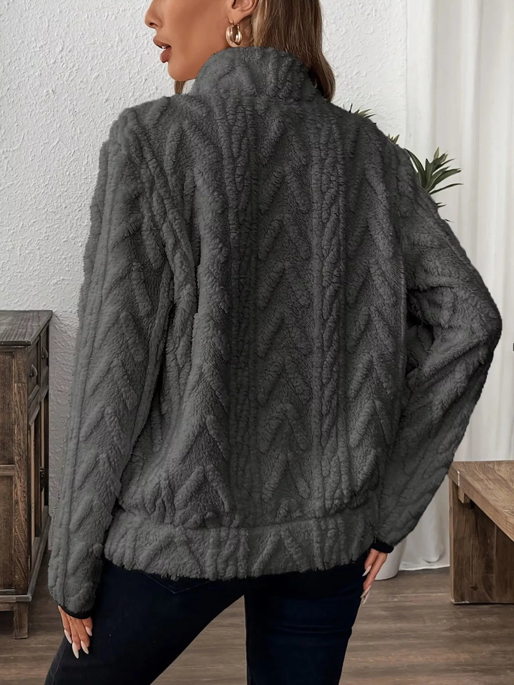 Sarah Express Women's Cozy Sherpa Half Zip Sweatshirt