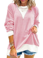 Sarah Express Women's Two-Tone Ribbed Knit Sweatshirt