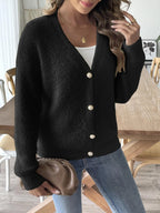 Sarah Express Women's Fuzzy Button-Front Cardigan