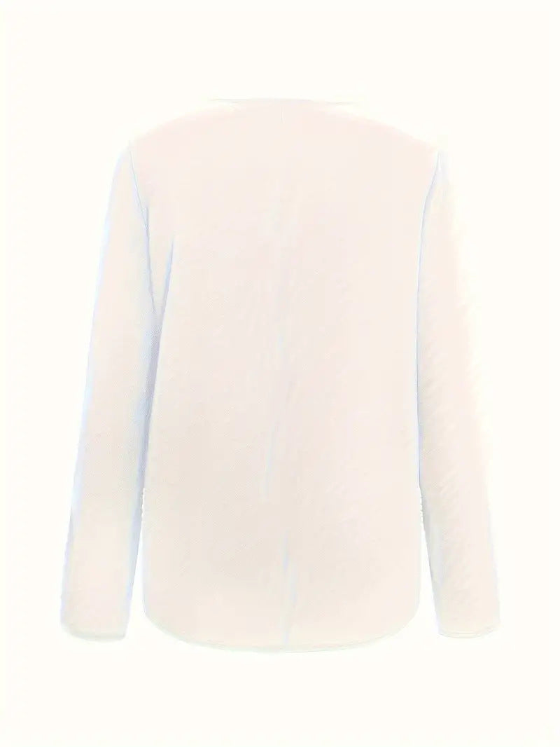 Women's Asymmetric Collar Buckle Detail Long Sleeve Top Pullover