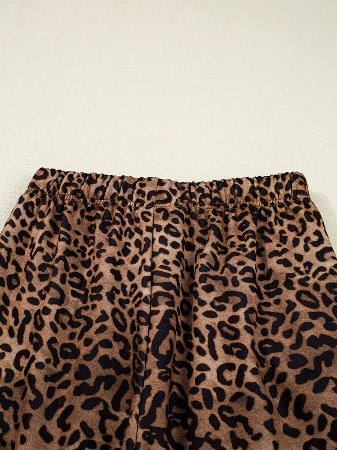 Sarah Express Women's Leopard Print Contrast Trim Long Sleeve Top and Pants Set