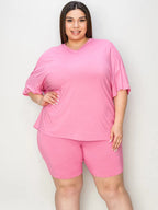 Women's Plus Size V-Neck T-Shirt & Shorts Lounge Set | Fast Shipping