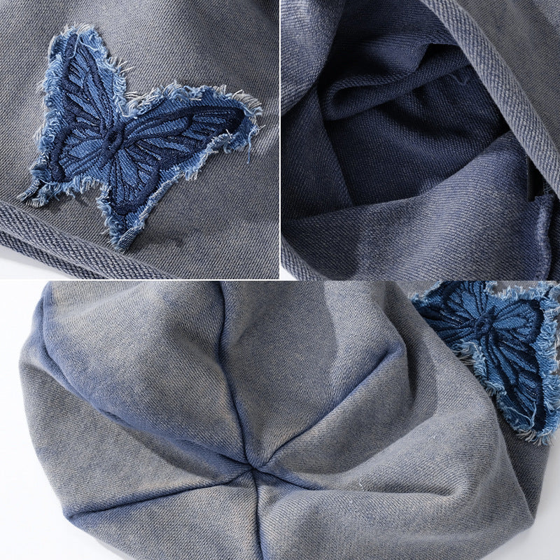 Retro Butterfly Dome Cap Women's Acrylic Sun Protection Hat