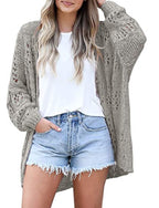 Women's Lightweight Knit Cardigan Long Sleeve V-Neck - Casual Fall Winter Loose Fit Open Front