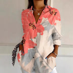 Women's Floral Print Long Sleeve Button-Up Shirt Casual Spring Summer Fall Top