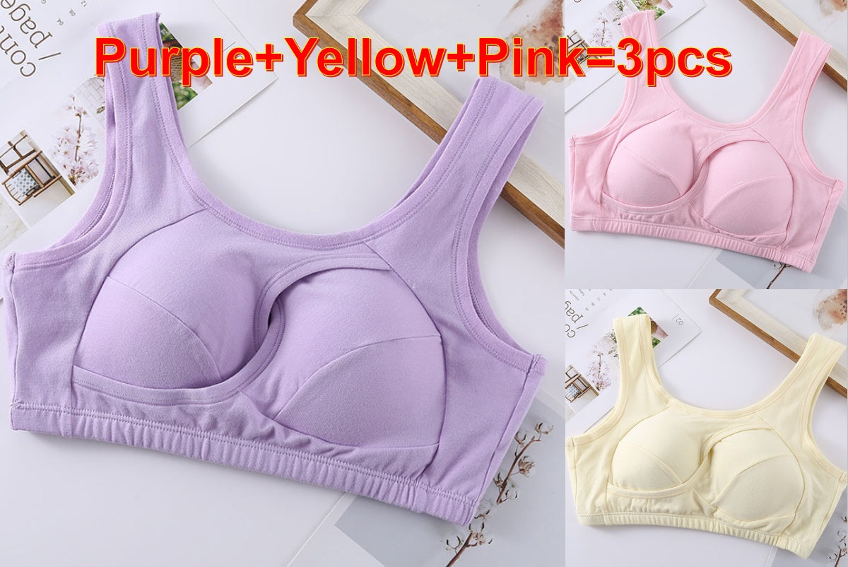 Women's Plus Size Wireless Cotton Comfort Bra Removable Padding