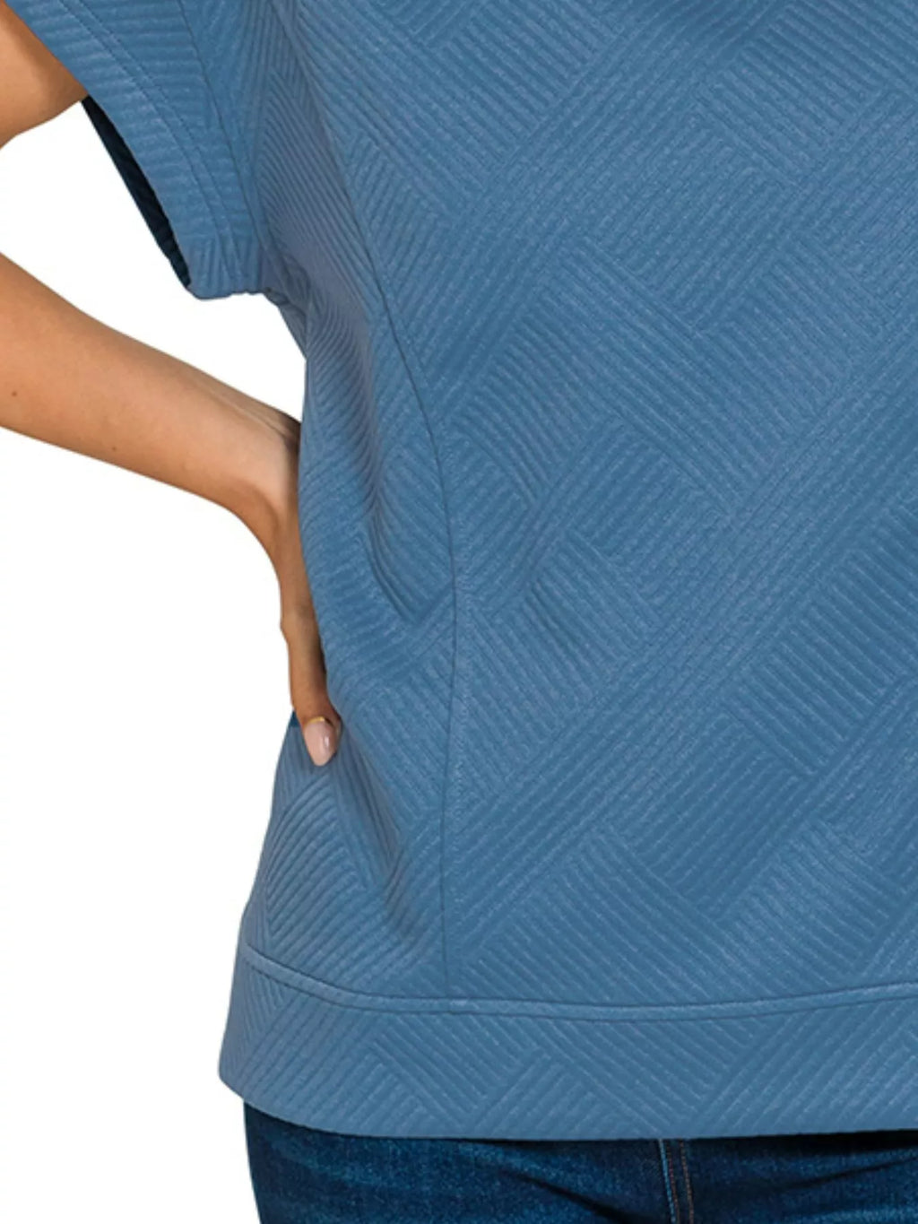 Textured Knit Jacquard Short Sleeve Top