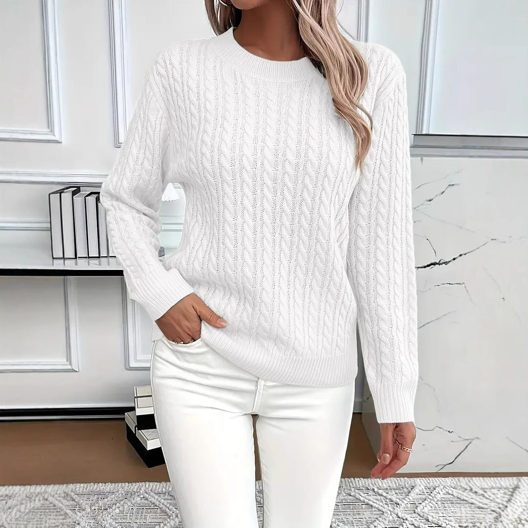 Women's Twist Detail Round Neck Knit Sweater Pullover