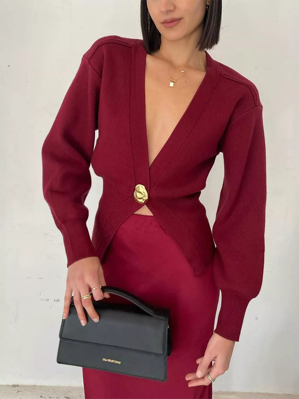 Sarah Express Women's Single-Button Knit Cardigan