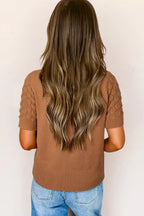 Sarah Express Women's Textured Knit Short Sleeve Pullover