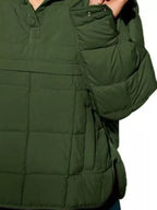 Sarah Express Women's Quarter Snap Hooded Puffer Jacket