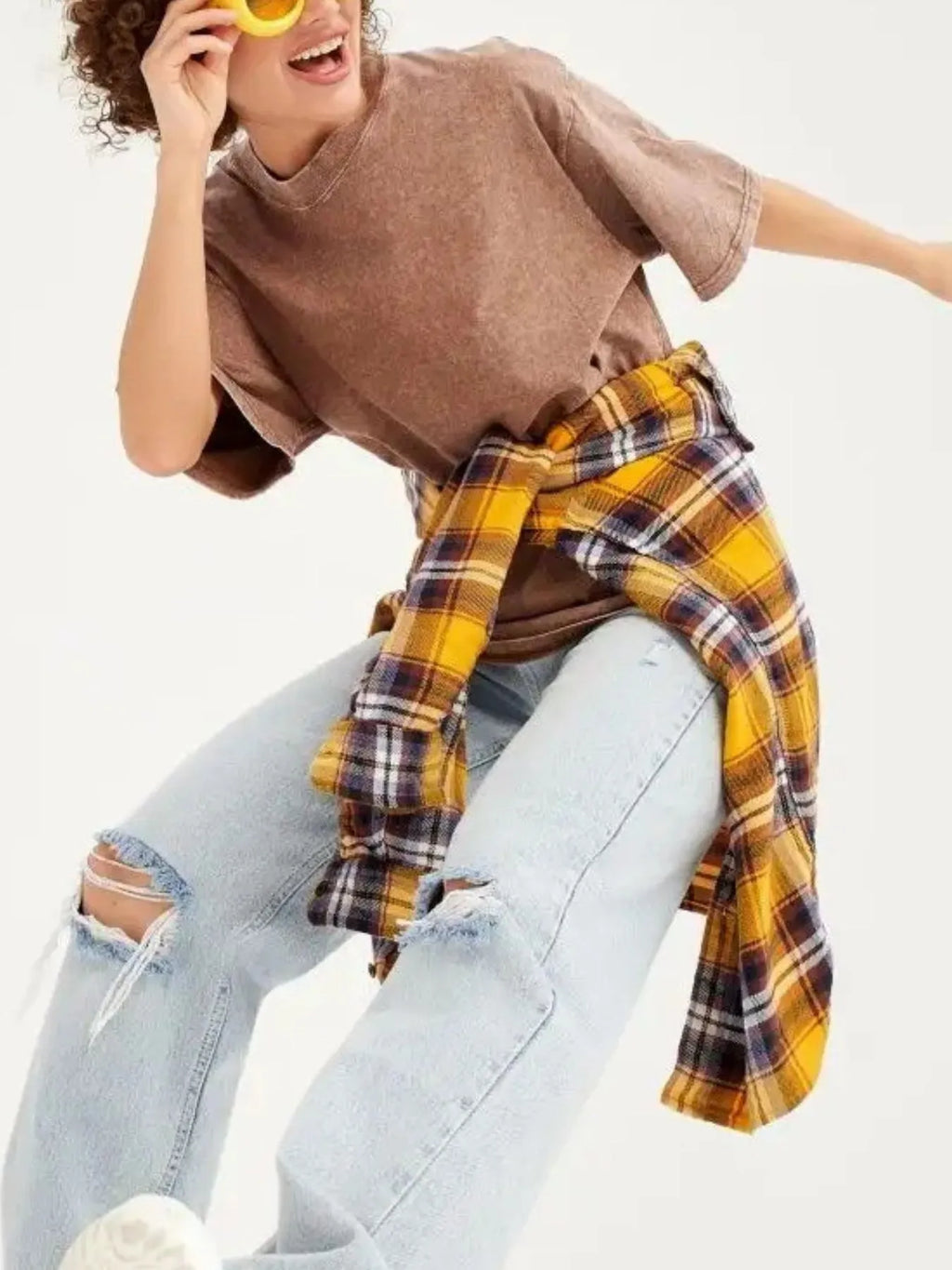 Sarah Express Women's Round Neck Short Sleeve T-Shirt - Oversized Basic Tee