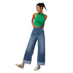 Women's High-Waisted Wide Leg Straight Jeans